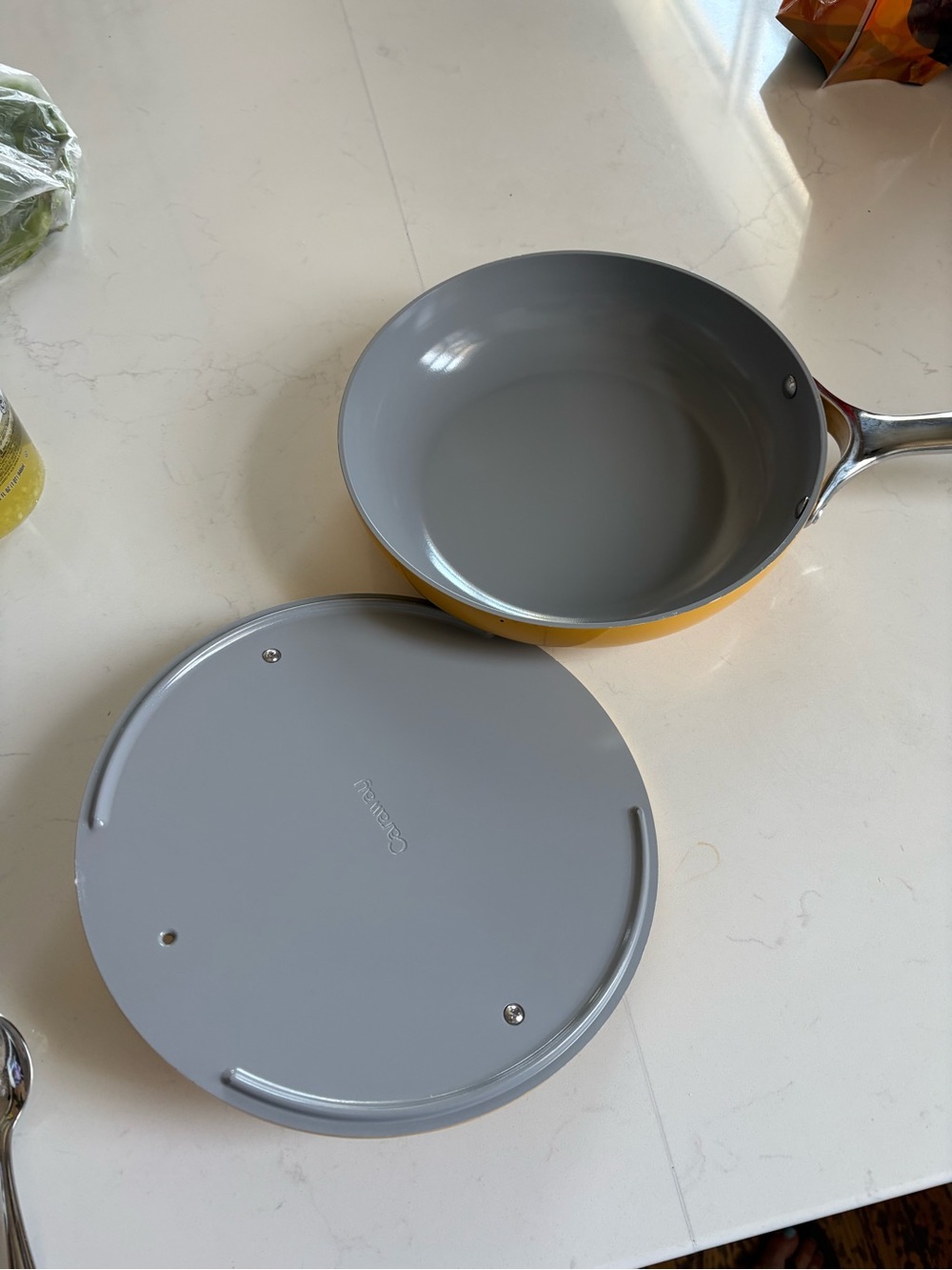 Caraway Yellow Nonstick Ceramic Frying Pan with Lid - Picture 8 of 16